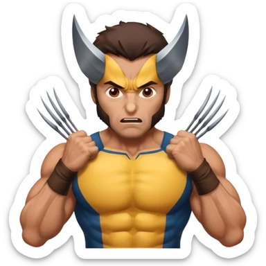 Make a brown-eyed man in a wolverine costume who wonders? sticker