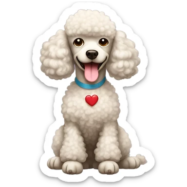 Poodle dog with a little heart sticker