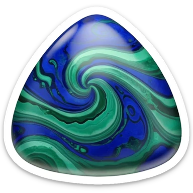 Azurite malachite cabochon gem with swirling blue and green patterns, smooth polished dome surface sticker