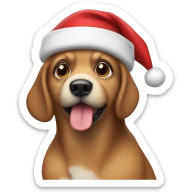 dog wearing a santa hat sticker