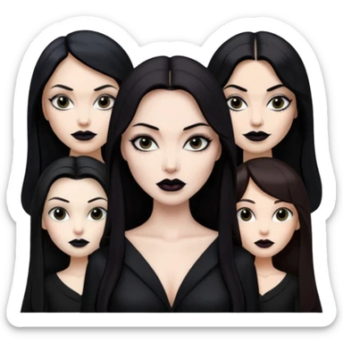 “Emoji girl, femme fatale, tomie vibes, morticia adams vibes, anglina jolie, and megan fox sticker
