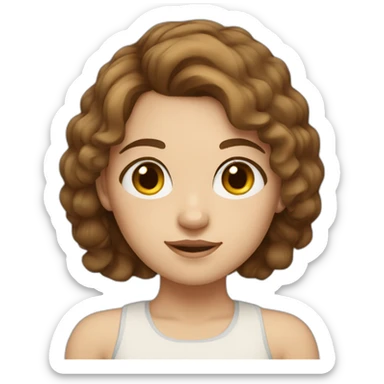 girl with brown hair and medium length hair, with freckles, light skin, small eyes sticker