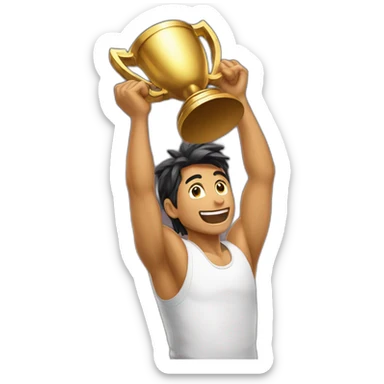 Kameto lifting a trophy sticker