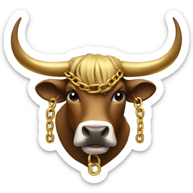 Bull with horns wearing hoodie and gold chain sticker
