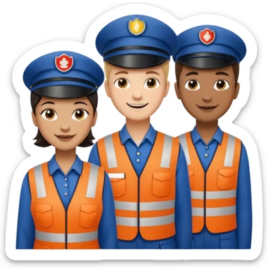 group of multiracial railway standing sticker