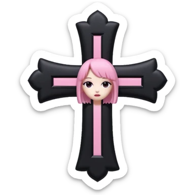 realistic 3d soft cute blackpink goth cross , no woman sticker
