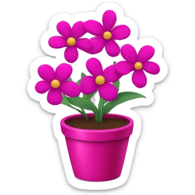 Flowers in a fuchsia pot sticker