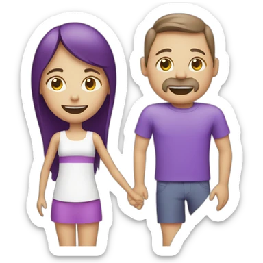 a white family with a kid, vacation purple icon sticker