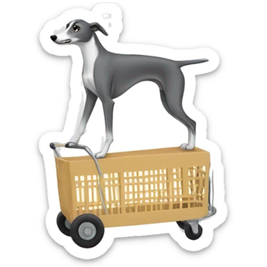 A greyhound pushing a grocery cart  sticker