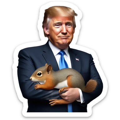 Donald trump holding a squirrel  sticker