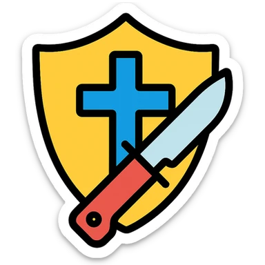 shield and knife colored icon sticker