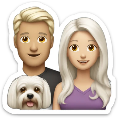 Hold Family with a White man with haire White and a White woman with long White hair and a small yorkshire terrier  dog sticker