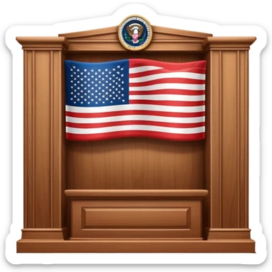 presidential podium with American flag sticker
