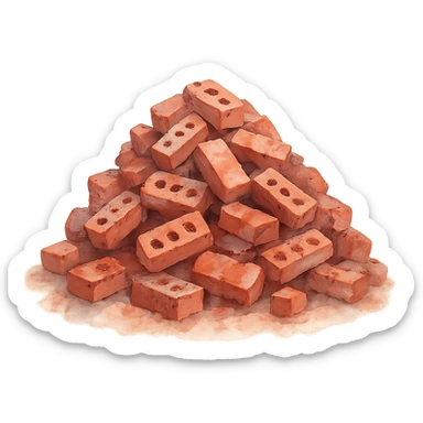 watercolor style mountain of bricks sticker