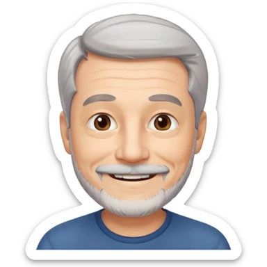 homme 60 ans cheveux gris en l'air petite barbe sourir sticker