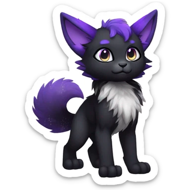 Anthro-Edgy-Cool-Black-Purple-Contrast-Colors-Fantasy-Fur-Sona-Chibi-Shiny-Fakémon-Hybrid full body sticker