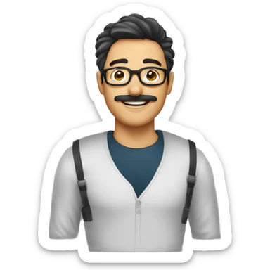 Hombre de cabello corto peinado hacia el lado izquierdo, con gafas un poco sonriente, sin bigote  sticker