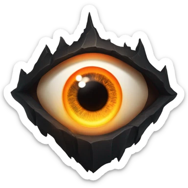 Eye of Sauron with glowing orange iris, set in a dark tower of Mordopr sticker