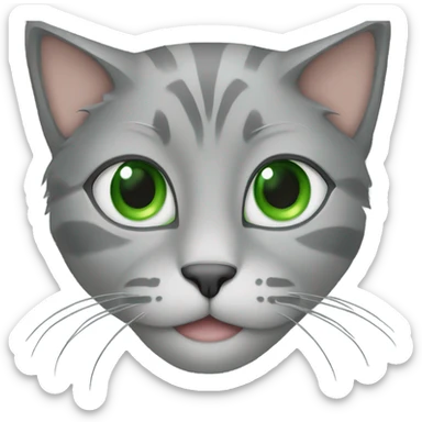 Gray gutter cat with green eyes sticker