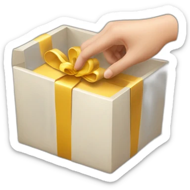 Open gift box with a finger inside sticker
