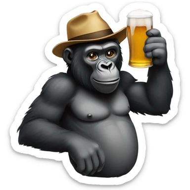 Gorilla drinking a beer sticker
