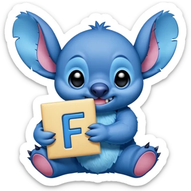Stitch with the alphabet f sticker