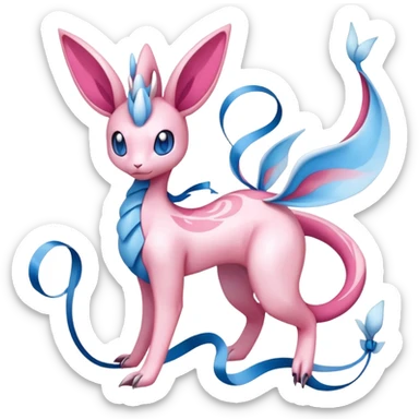 Sylveon-Dragonair-Fakémon-hybrid-creature (full body)  sticker