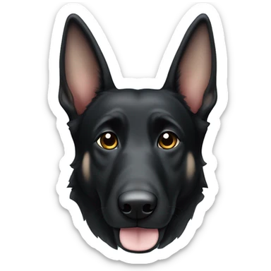 Black German shepherd dog with white paws, ears not up sticker
