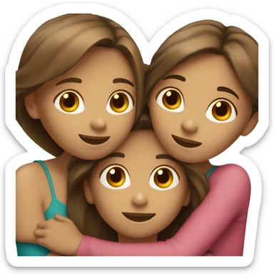 Three girls hugging - two with dark blonde hair and one with dark brown hair  sticker