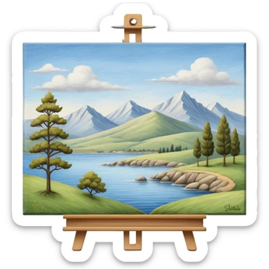 Canvas with pencil sketch,canvas on easel sticker