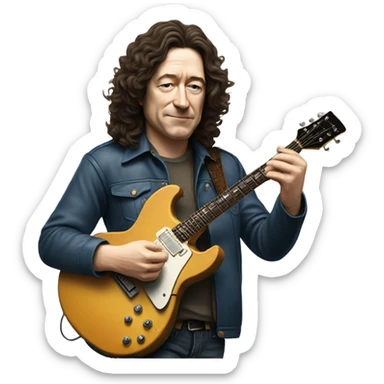 Rory Gallagher playing guitar  sticker