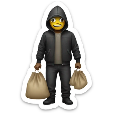 thief with a bag of money sticker