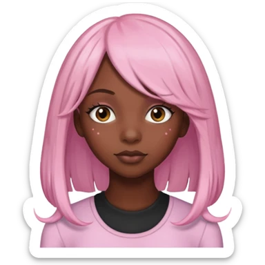 Black girl with long light pink wig sticker