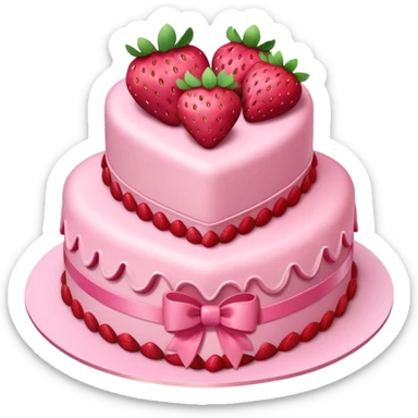 pink coquette strawberry cake sticker