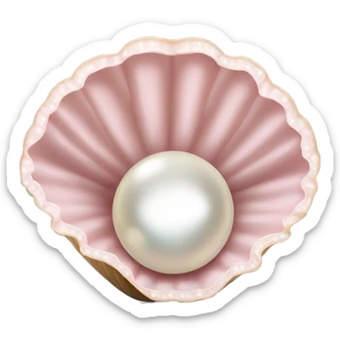  Pale Pink clamshell with pearl inside the open shell sticker