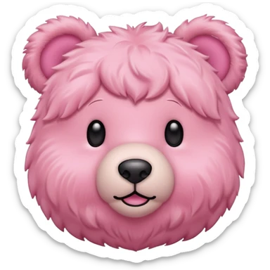 fluffy pink teddy bear, flat minimal rounded shapes, simple face, soft pink color, iconic emoji look sticker