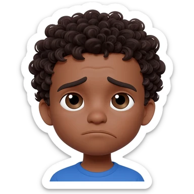 confused puzzled black boy curly hair sticker