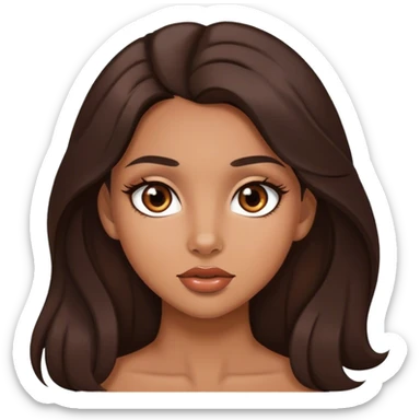 Pretty girl with tan skin, long dark brown hair, pretty brown doe eyes and full lips sticker