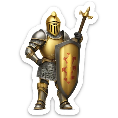 Gold armoured knight holding big banner sticker