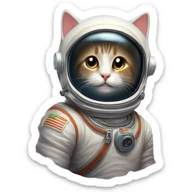 cat wearing Cosmonaut Costume on a planet in the space searching a star heart sticker