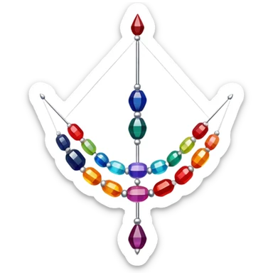 Create a harmonious and well-composed icon that represents the hobby of beadwork. The design should feature colorful beads, thread, and a beading needle or tool in a balanced arrangement. The elements should flow naturally, reflecting the creativity and precision of the craft. Ensure the composition is clean and aesthetically pleasing, with vibrant yet balanced colors. The background should be transparent. sticker