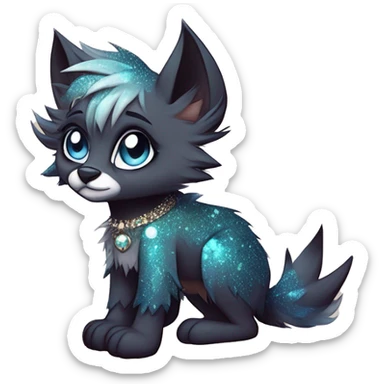 Cool cute Kawaii edgy fantasy animal sparkle fursona Fionbri by griffsnuff & LiLaiRa & Falvie full body sticker