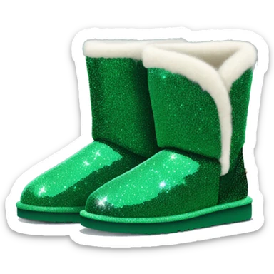 Realistic emerald green Sparkle glitter and fur Ugg boots. sticker