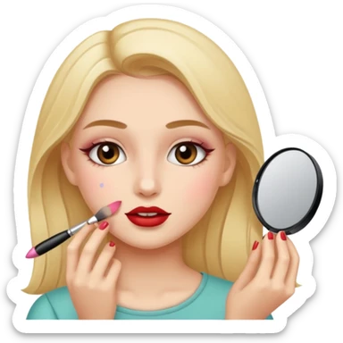 Girl putting on makeup  sticker