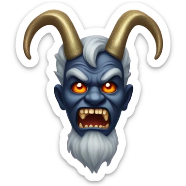 A krampus character with glitter devil horns sticker
