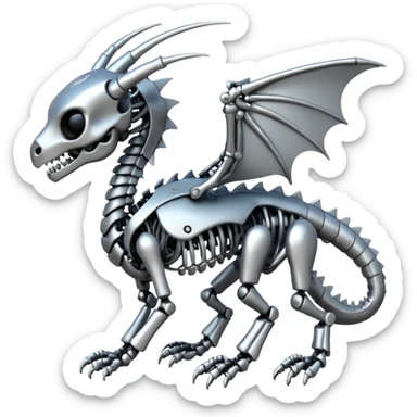 A skeleton robot dragon tiny sticker