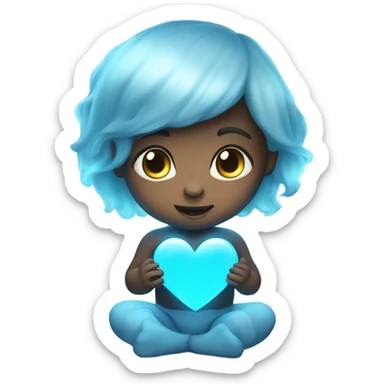 glowing baby blue heart sticker