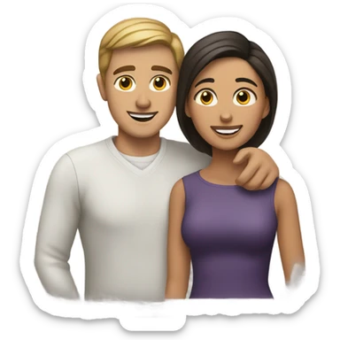 White man blues an hispanic woman hug each other sticker