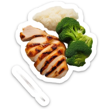 Grilled chicken with steamed veggies on plate sticker