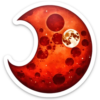 glitter red blood moon crescente sticker